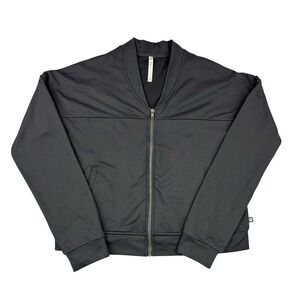 Fabletics Womens Black Full Zip Bomber Jacket Activewear Athleisure Size M